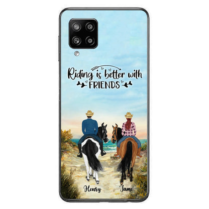Custom Personalized Friend Riding Horse Phone Case - Best Gift For Horse Love -Riding Is Better With Friends - Case For iPhone And Samsung