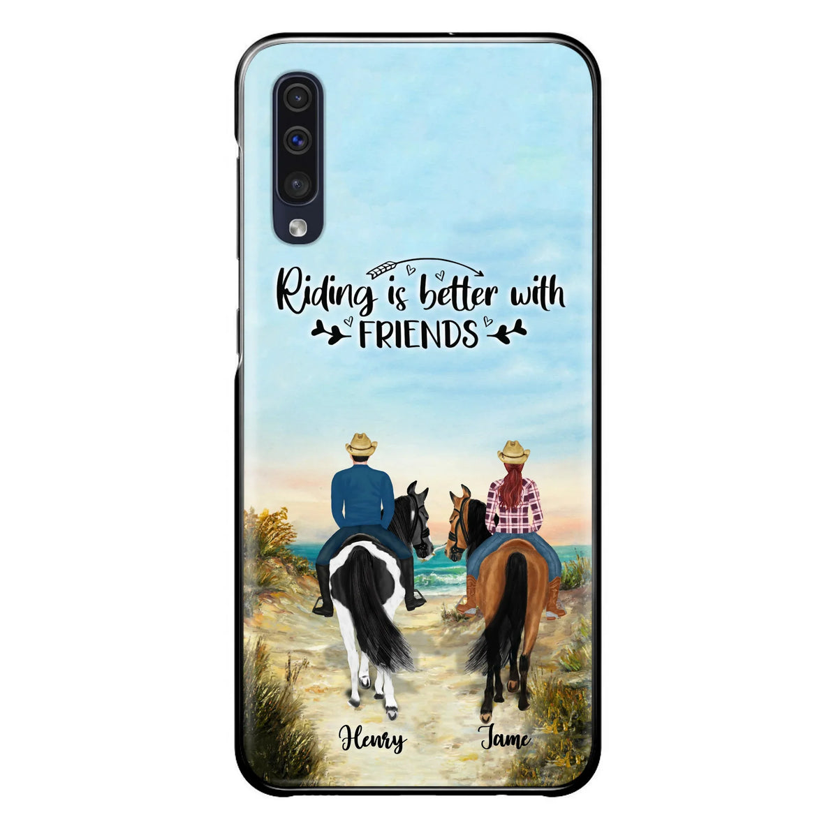 Custom Personalized Friend Riding Horse Phone Case - Best Gift For Horse Love -Riding Is Better With Friends - Case For iPhone And Samsung