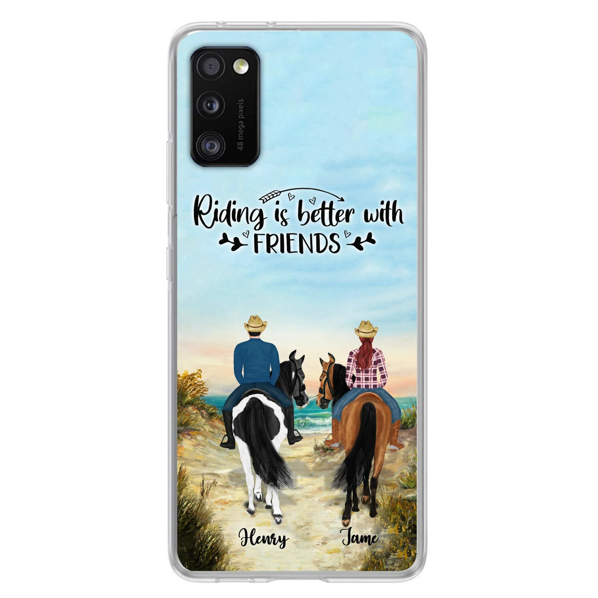 Custom Personalized Friend Riding Horse Phone Case - Best Gift For Horse Love -Riding Is Better With Friends - Case For iPhone And Samsung