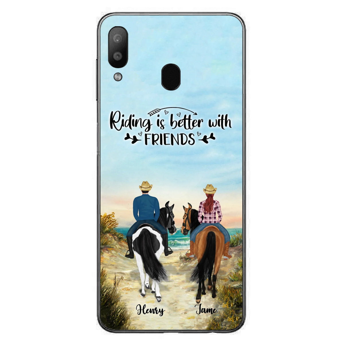 Custom Personalized Friend Riding Horse Phone Case - Best Gift For Horse Love -Riding Is Better With Friends - Case For iPhone And Samsung