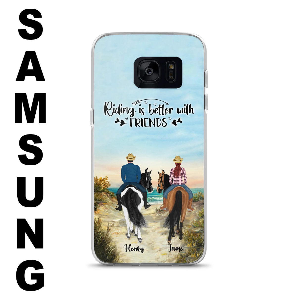 Custom Personalized Friend Riding Horse Phone Case - Best Gift For Horse Love -Riding Is Better With Friends - Case For iPhone And Samsung