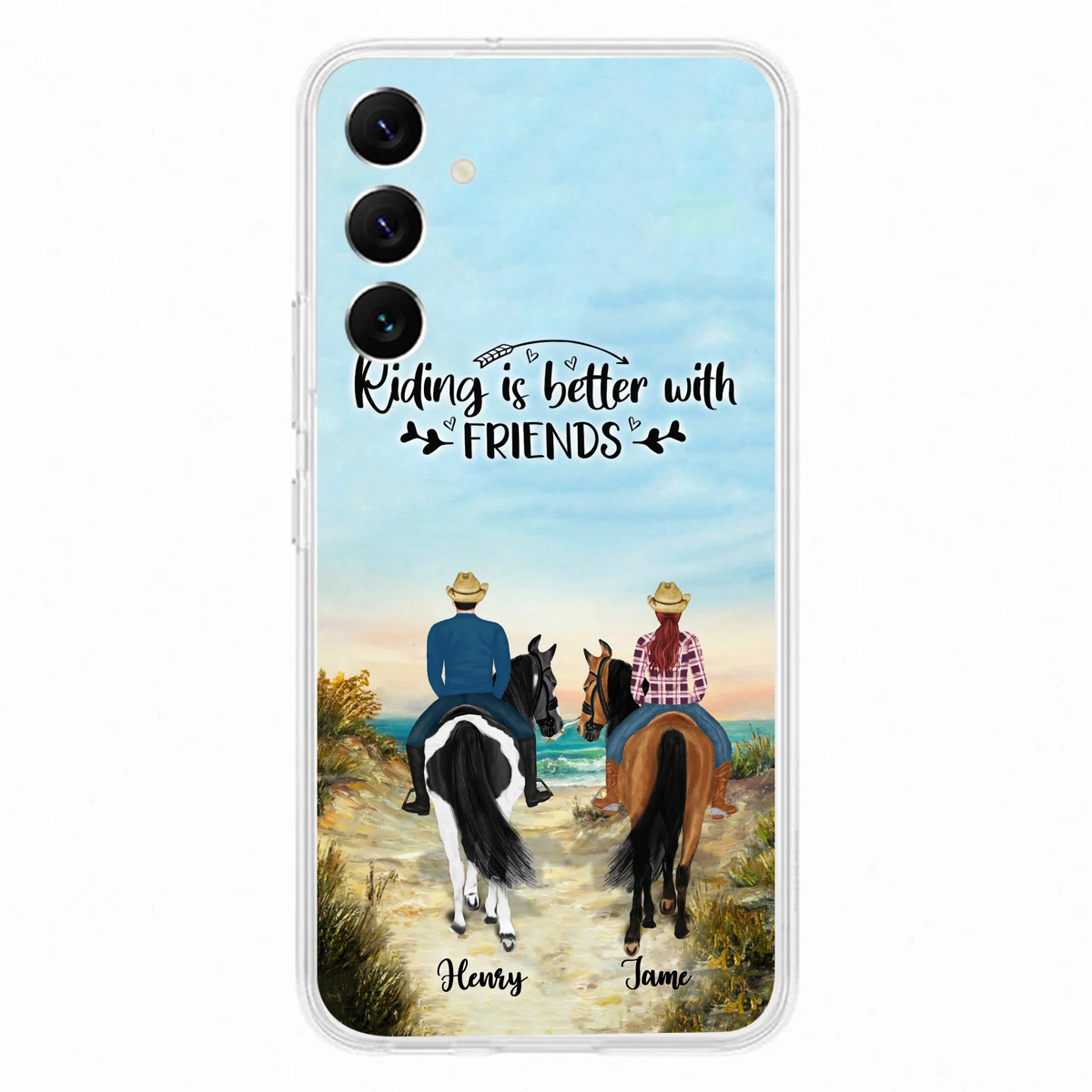 Custom Personalized Friend Riding Horse Phone Case - Best Gift For Horse Love -Riding Is Better With Friends - Case For iPhone And Samsung