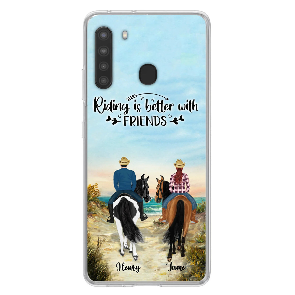Custom Personalized Friend Riding Horse Phone Case - Best Gift For Horse Love -Riding Is Better With Friends - Case For iPhone And Samsung
