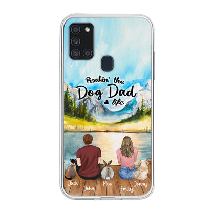 Custom Personalized Pet Couple Phone Case - Couple With Upto 3 Pets - Case For iPhone And Samsung