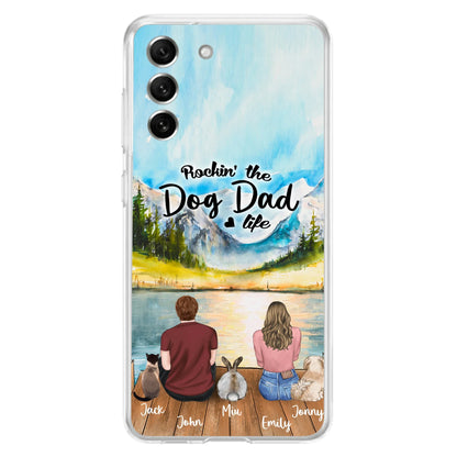 Custom Personalized Pet Couple Phone Case - Couple With Upto 3 Pets - Case For iPhone And Samsung