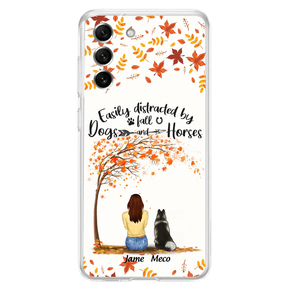 Custom Personalized Horse Dog Mom In Autumn Phone Case - Upto 3 Horses/ Dogs  - Case For iPhone And Samsung