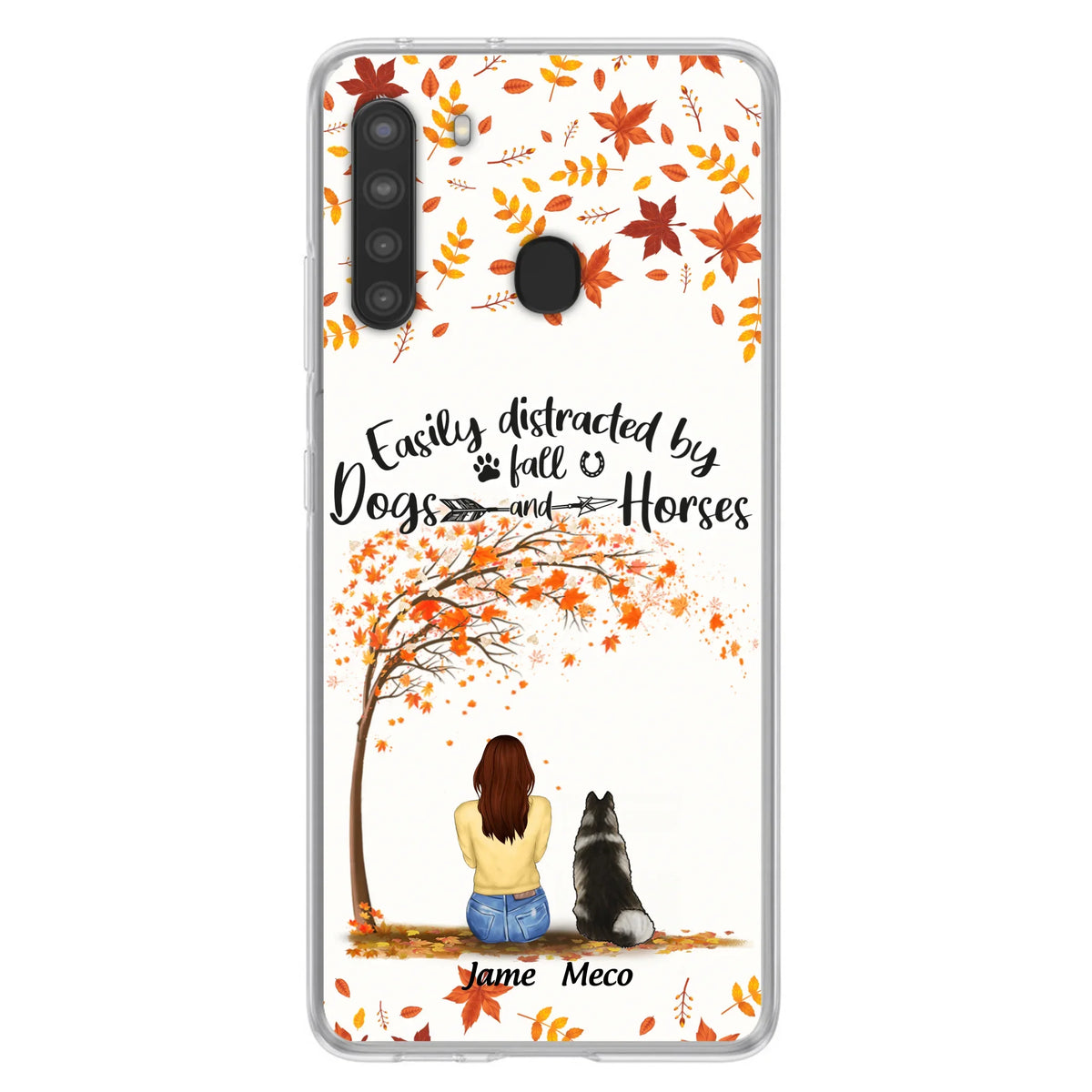 Custom Personalized Horse Dog Mom In Autumn Phone Case - Upto 3 Horses/ Dogs  - Case For iPhone And Samsung