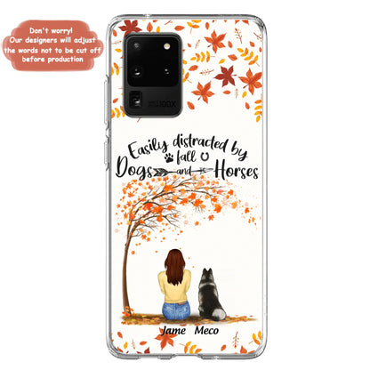 Custom Personalized Horse Dog Mom In Autumn Phone Case - Upto 3 Horses/ Dogs  - Case For iPhone And Samsung