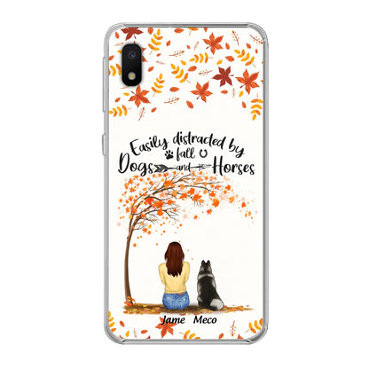 Custom Personalized Horse Dog Mom In Autumn Phone Case - Upto 3 Horses/ Dogs  - Case For iPhone And Samsung