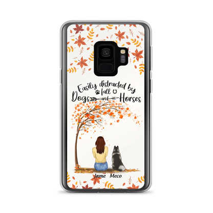 Custom Personalized Horse Dog Mom In Autumn Phone Case - Upto 3 Horses/ Dogs  - Case For iPhone And Samsung