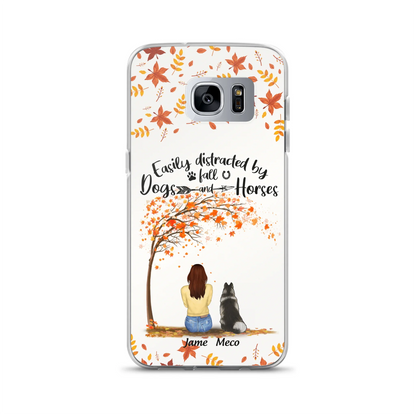 Custom Personalized Horse Dog Mom In Autumn Phone Case - Upto 3 Horses/ Dogs  - Case For iPhone And Samsung