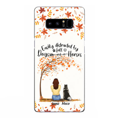Custom Personalized Horse Dog Mom In Autumn Phone Case - Upto 3 Horses/ Dogs  - Case For iPhone And Samsung