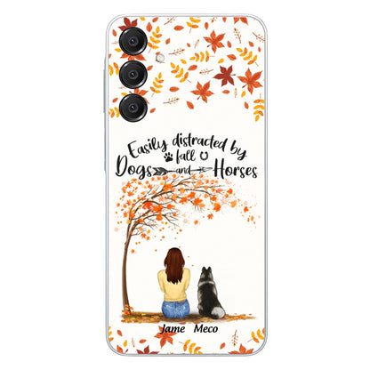 Custom Personalized Horse Dog Mom In Autumn Phone Case - Upto 3 Horses/ Dogs  - Case For iPhone And Samsung