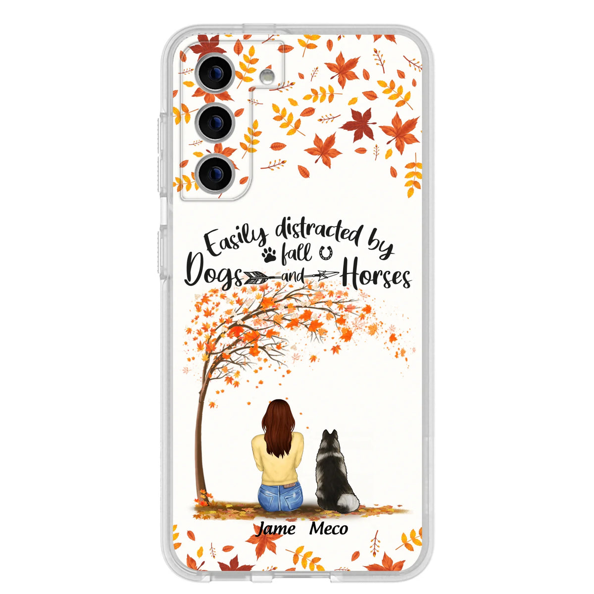 Custom Personalized Horse Dog Mom In Autumn Phone Case - Upto 3 Horses/ Dogs  - Case For iPhone And Samsung