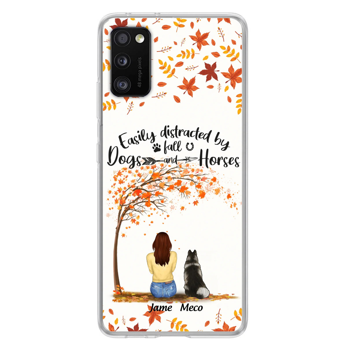 Custom Personalized Horse Dog Mom In Autumn Phone Case - Upto 3 Horses/ Dogs  - Case For iPhone And Samsung