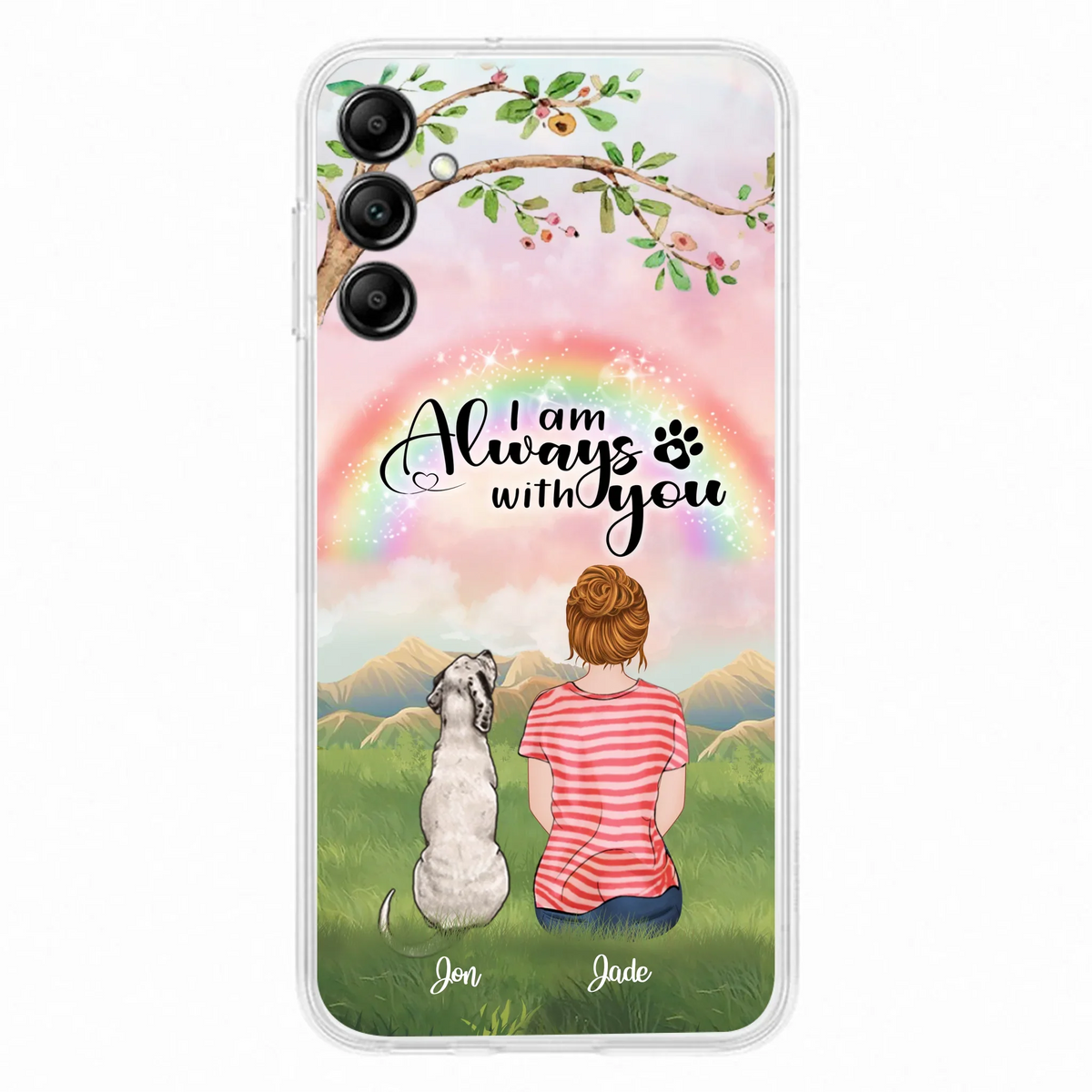 Custom Personalized Dog Mom/Dad Phone Case - Upto 4 Dogs - Best Gift For Dog Lover - I Am Always With You - Case For Iphone Samsung - 5BWJPA