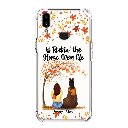 Custom Personalized Horse Mom In Autumn Phone Case - Girl With Upto 3 Horses - Case For iPhone And Samsung