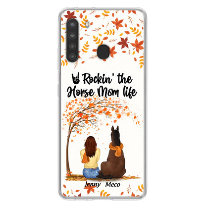 Custom Personalized Horse Mom In Autumn Phone Case - Girl With Upto 3 Horses - Case For iPhone And Samsung