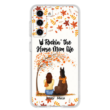 Custom Personalized Horse Mom In Autumn Phone Case - Girl With Upto 3 Horses - Case For iPhone And Samsung