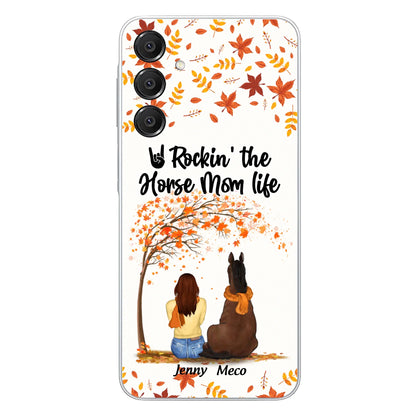 Custom Personalized Horse Mom In Autumn Phone Case - Girl With Upto 3 Horses - Case For iPhone And Samsung