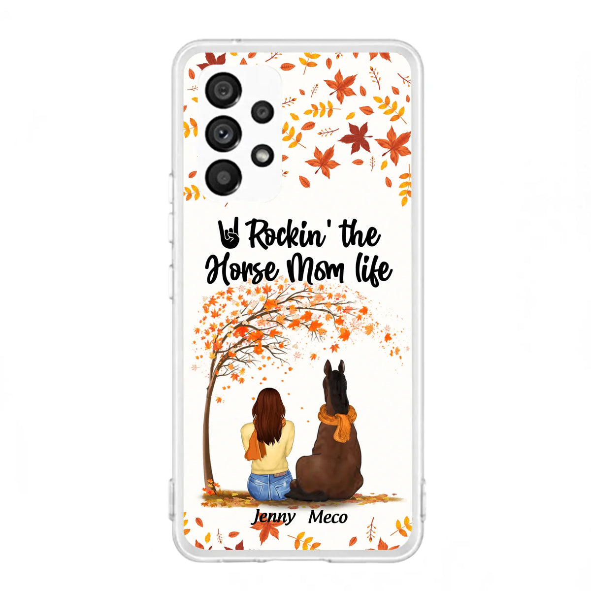Custom Personalized Horse Mom In Autumn Phone Case - Girl With Upto 3 Horses - Case For iPhone And Samsung