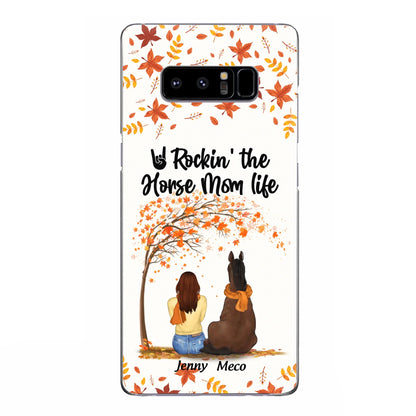 Custom Personalized Horse Mom In Autumn Phone Case - Girl With Upto 3 Horses - Case For iPhone And Samsung