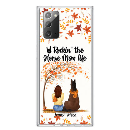 Custom Personalized Horse Mom In Autumn Phone Case - Girl With Upto 3 Horses - Case For iPhone And Samsung