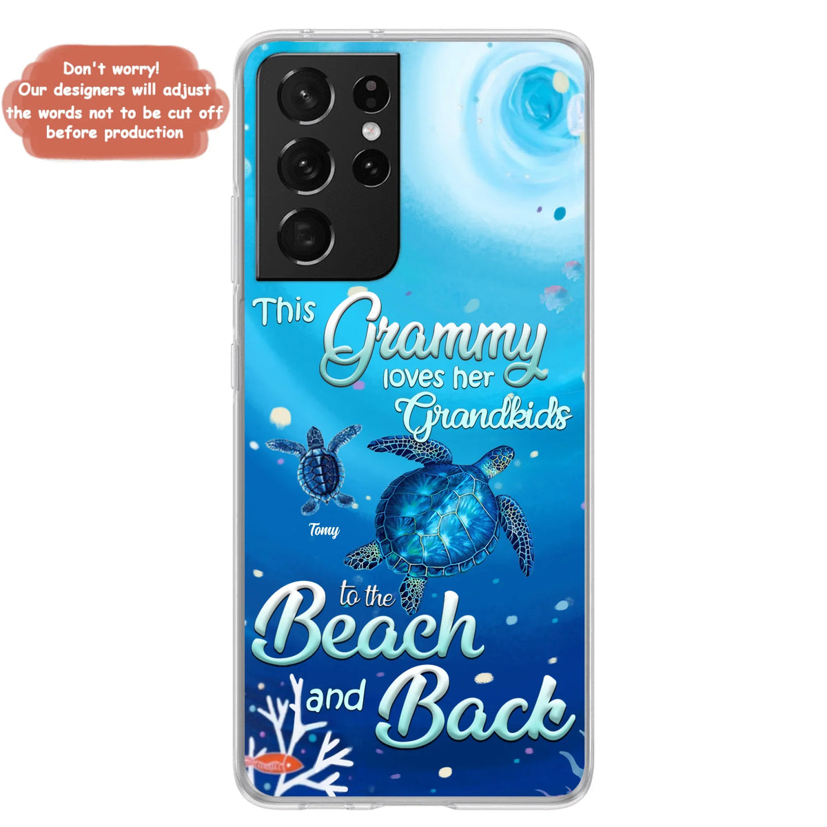 Custom Personalized Grandma Turtle Phone Case - Upto 6 Turtles - This Grammy Loves Her Grandkids To The Beach And Back - For iPhone And Samsung Phone Case - HWDFYR