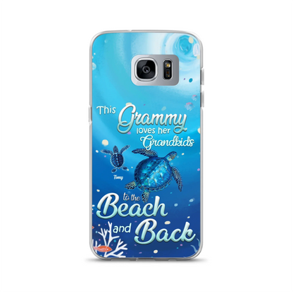 Custom Personalized Grandma Turtle Phone Case - Upto 6 Turtles - This Grammy Loves Her Grandkids To The Beach And Back - For iPhone And Samsung Phone Case - HWDFYR