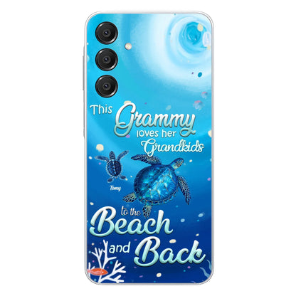 Custom Personalized Grandma Turtle Phone Case - Upto 6 Turtles - This Grammy Loves Her Grandkids To The Beach And Back - For iPhone And Samsung Phone Case - HWDFYR