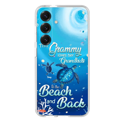Custom Personalized Grandma Turtle Phone Case - Upto 6 Turtles - This Grammy Loves Her Grandkids To The Beach And Back - For iPhone And Samsung Phone Case - HWDFYR