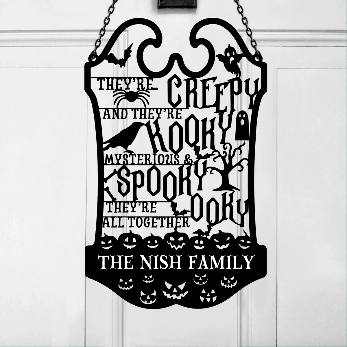 Personalized Horror Family Metal Sign - Gift Idea For Family - They're Creepy They're Kooky Mysterious & Spooky