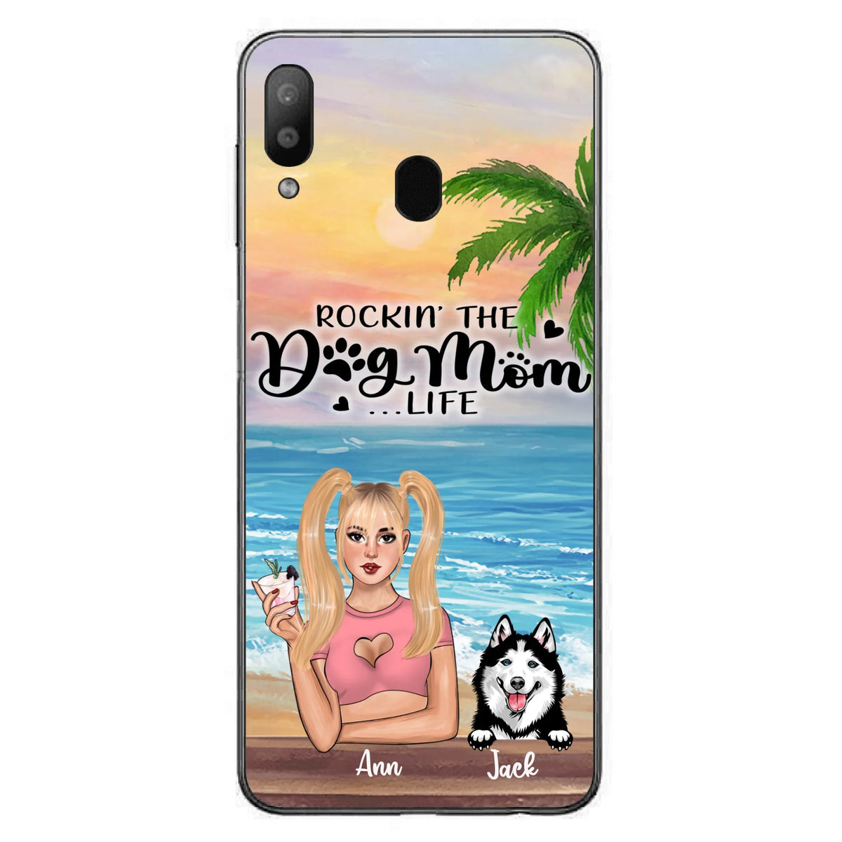 Custom Personalized Dog Mom Phone Case - Rockin' The Dog Mom Life