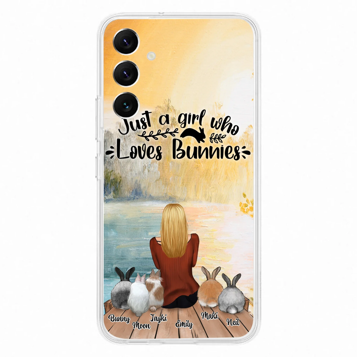 Custom Personalized Rabbit Mom Phone Case - Gifts For Rabbit Lovers With Upto 5 Rabbits - Just A Gril Who Loves Bunnies