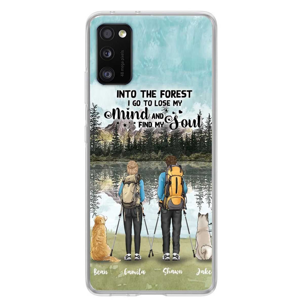 Custom Personalized Hiking Couple With Dogs Phone Case - Couple With Upto 2 Pets - Case For iPhone and Samsung - Q67GXN