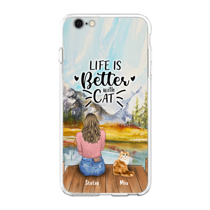 Custom Personalized Cat Mom Phone Case - Gifts For Cat Lovers With Upto 4 Cats - Home Is Where The Paws Are - Case For iPhone, Samsung