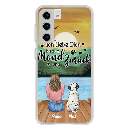 Custom Personalized Dog Mom Phone Case - Gifts For Dog Lover/ Mother's Day With Upto 5 Dogs - Ich Liebe Dich Bis Zum Mond Und Zurück - Case For iPhone And Samsung