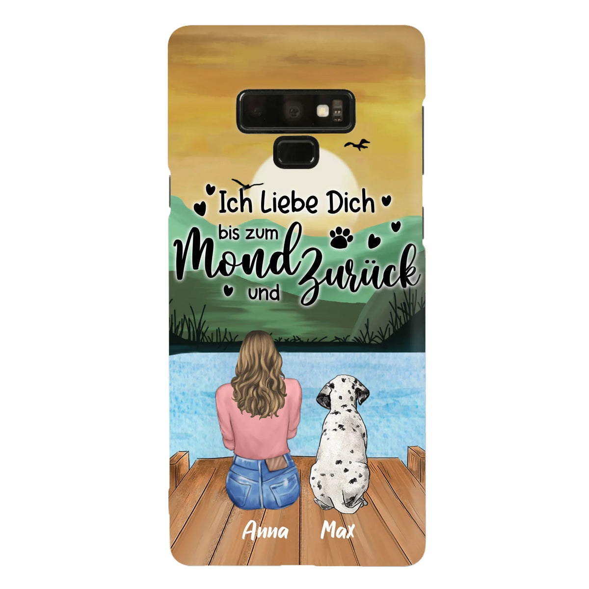 Custom Personalized Dog Mom Phone Case - Gifts For Dog Lover/ Mother's Day With Upto 5 Dogs - Ich Liebe Dich Bis Zum Mond Und Zurück - Case For iPhone And Samsung