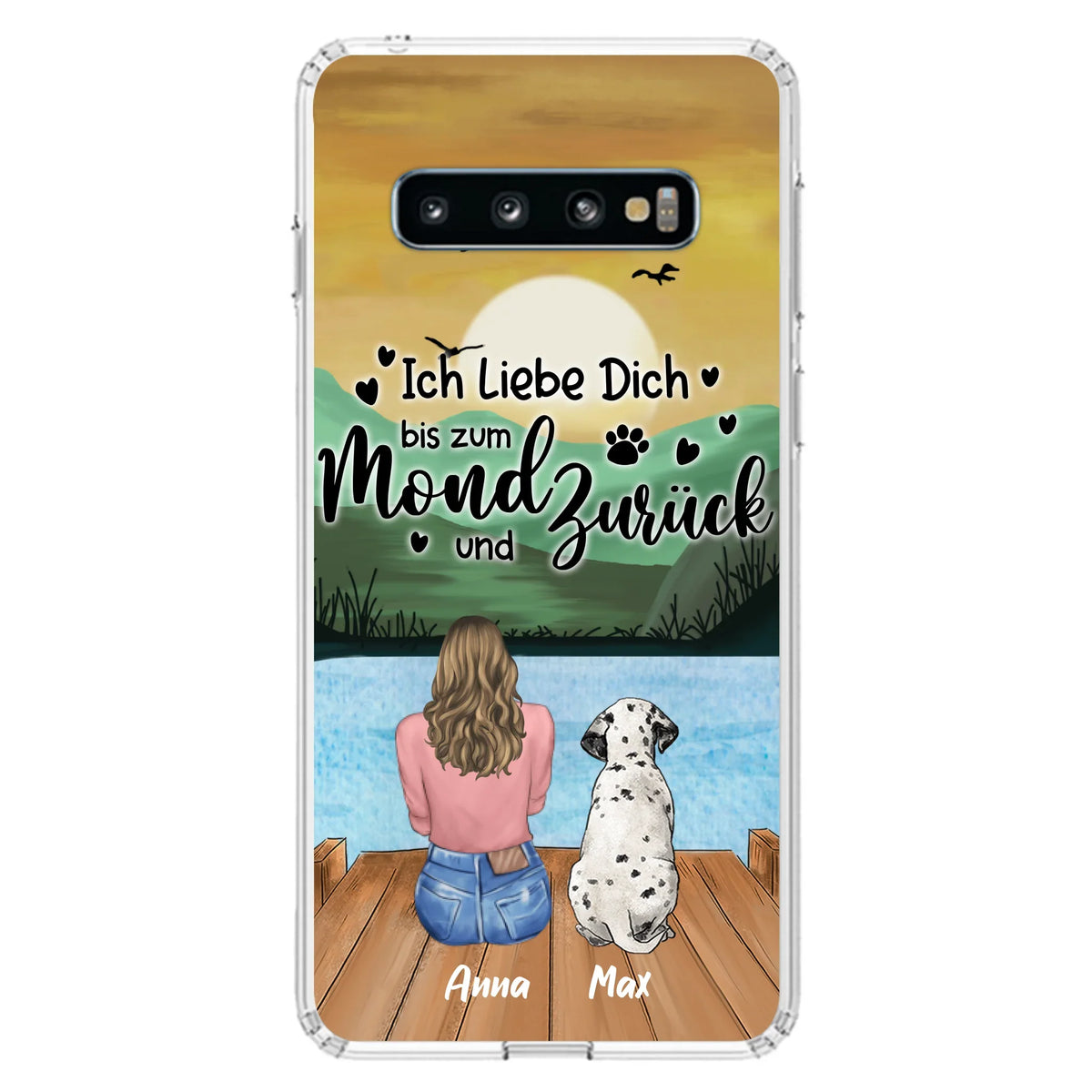 Custom Personalized Dog Mom Phone Case - Gifts For Dog Lover/ Mother's Day With Upto 5 Dogs - Ich Liebe Dich Bis Zum Mond Und Zurück - Case For iPhone And Samsung