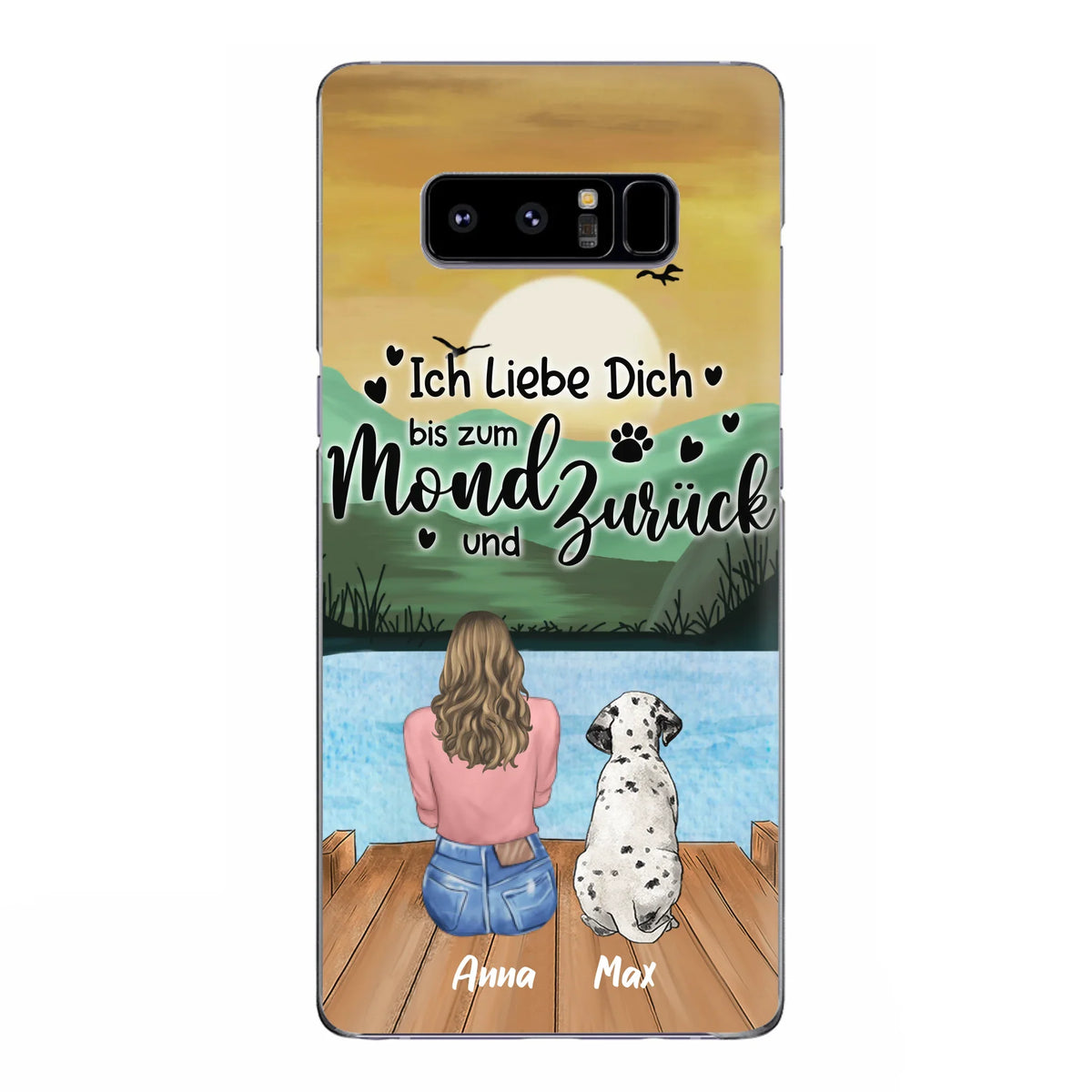 Custom Personalized Dog Mom Phone Case - Gifts For Dog Lover/ Mother's Day With Upto 5 Dogs - Ich Liebe Dich Bis Zum Mond Und Zurück - Case For iPhone And Samsung