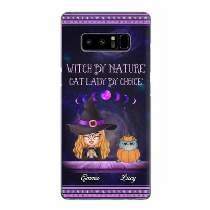 Custom Personalized Witch Phone Case for iPhone/ Samsung - Gift Idea For Halloween/ Pet Lovers with up to 5 Pets - Witch By Nature, Cat Lady By Choice