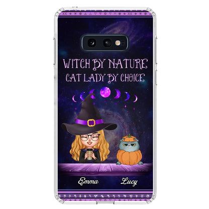 Custom Personalized Witch Phone Case for iPhone/ Samsung - Gift Idea For Halloween/ Pet Lovers with up to 5 Pets - Witch By Nature, Cat Lady By Choice