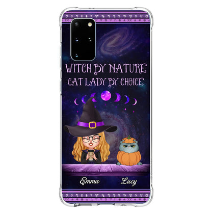 Custom Personalized Witch Phone Case for iPhone/ Samsung - Gift Idea For Halloween/ Pet Lovers with up to 5 Pets - Witch By Nature, Cat Lady By Choice