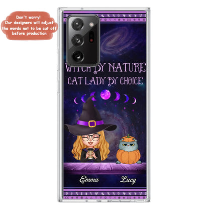 Custom Personalized Witch Phone Case for iPhone/ Samsung - Gift Idea For Halloween/ Pet Lovers with up to 5 Pets - Witch By Nature, Cat Lady By Choice