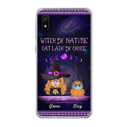 Custom Personalized Witch Phone Case for iPhone/ Samsung - Gift Idea For Halloween/ Pet Lovers with up to 5 Pets - Witch By Nature, Cat Lady By Choice