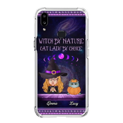 Custom Personalized Witch Phone Case for iPhone/ Samsung - Gift Idea For Halloween/ Pet Lovers with up to 5 Pets - Witch By Nature, Cat Lady By Choice