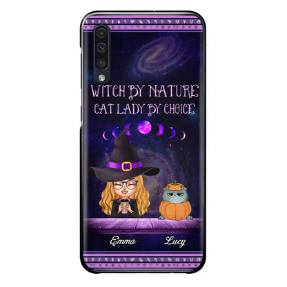 Custom Personalized Witch Phone Case for iPhone/ Samsung - Gift Idea For Halloween/ Pet Lovers with up to 5 Pets - Witch By Nature, Cat Lady By Choice