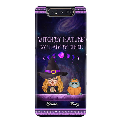 Custom Personalized Witch Phone Case for iPhone/ Samsung - Gift Idea For Halloween/ Pet Lovers with up to 5 Pets - Witch By Nature, Cat Lady By Choice