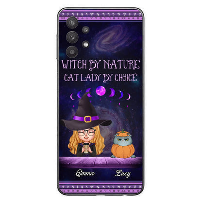Custom Personalized Witch Phone Case for iPhone/ Samsung - Gift Idea For Halloween/ Pet Lovers with up to 5 Pets - Witch By Nature, Cat Lady By Choice