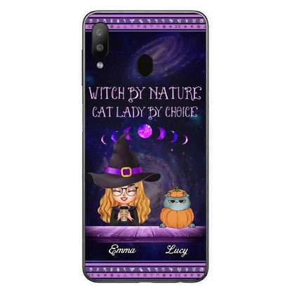 Custom Personalized Witch Phone Case for iPhone/ Samsung - Gift Idea For Halloween/ Pet Lovers with up to 5 Pets - Witch By Nature, Cat Lady By Choice